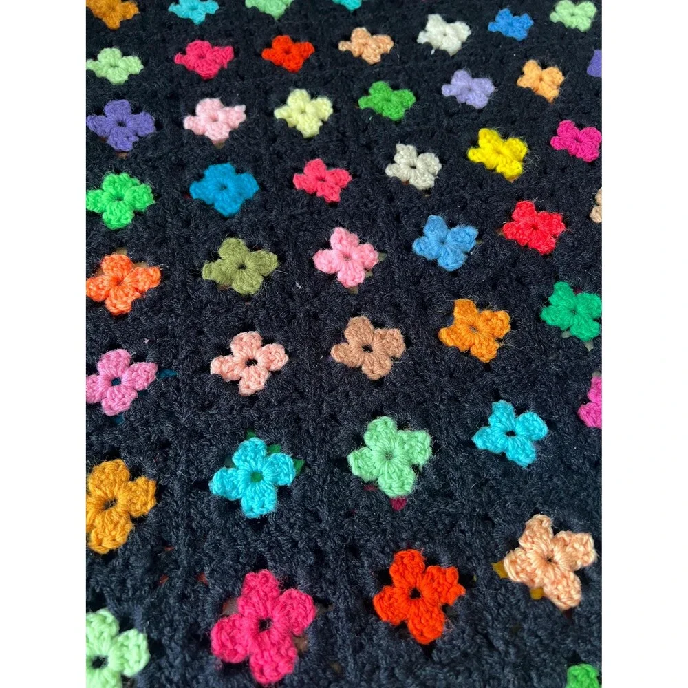 Vintage Mini Granny Square Afghan with Matching Pillow